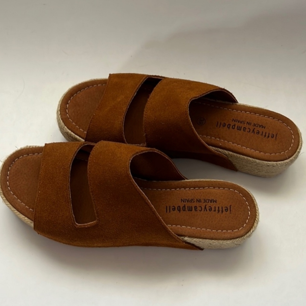 🌴 Sz 8 Jeffery Campbell brown slip-on platform slippers 🌴
